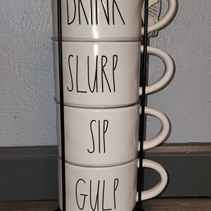 Rae Dunn White Ceramic Mug Set